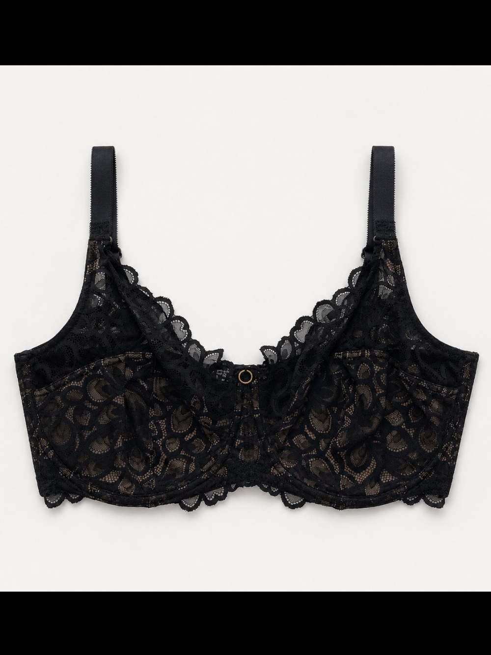 Panache Allure Full Cup Bra Woman 36H Black Latte Underwire Lace Romantic 10765